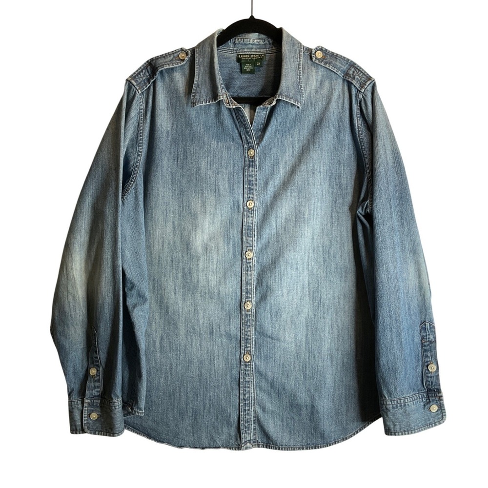 Vintage Lauren Jeans Co. Denim Jean Button Up Shirt Western Heritage Ranch 2X